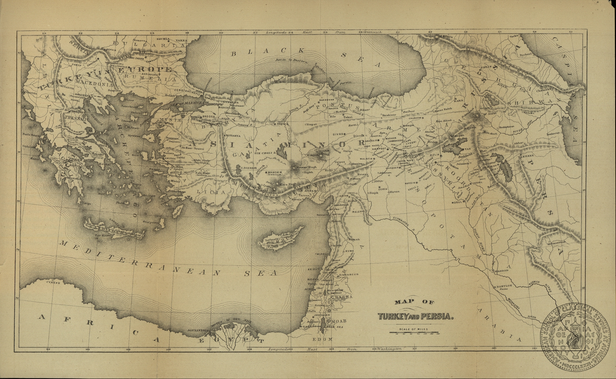 Map of Turkey and Persia
